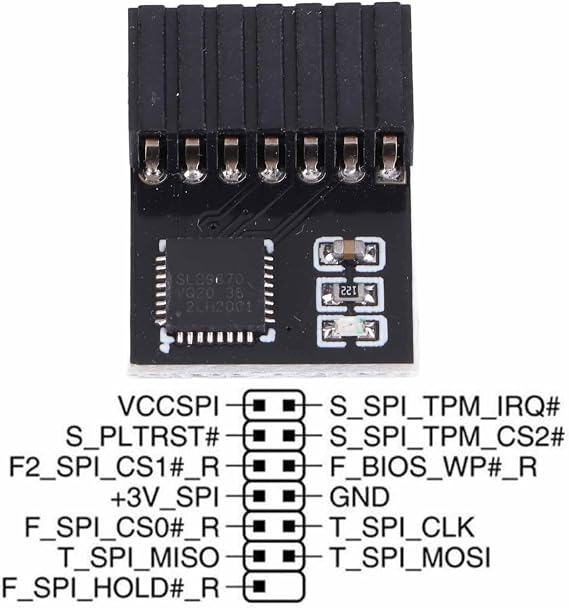 TPM 2.0 Module, 14Pin SPI Secure Storage TPM 2.0 Encryption Security Module Remote Card for ASUS Motherboard for Windows 11