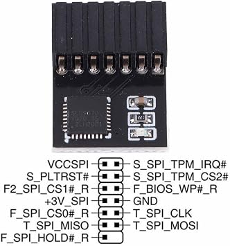 TPM 2.0 Module, 14Pin SPI Secure Storage TPM 2.0 Encryption Security Module Remote Card for ASUS Motherboard for Windows 11