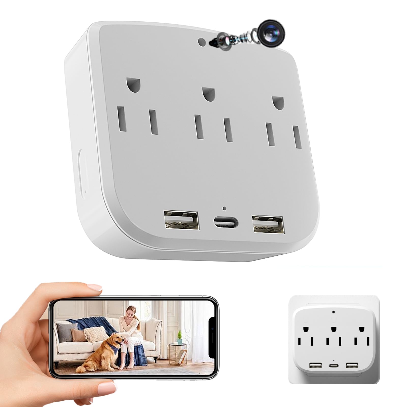 Kamera 4K HD do wewnątrz na ścianę, ładowarka bezpieczeństwa, kamera WiFi z alertami o ruchu, kompresja H.265+, podwójne porty USB/typu C do użytku domowego/biurowego