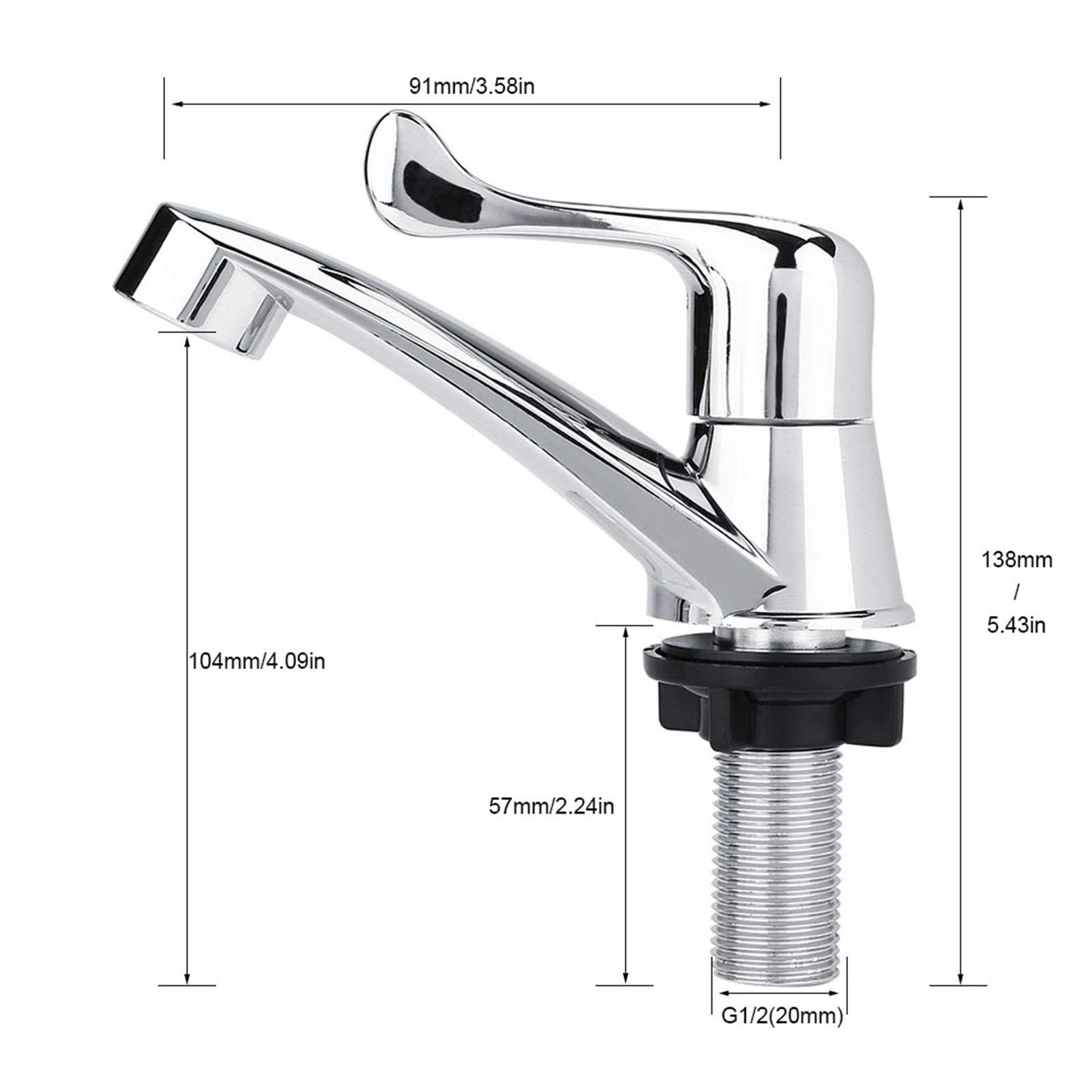 ABS Plastic Sink Water Tap Single Cold Type Faucet Inlet Thread Size G1 2 20mm for The Use — view 6