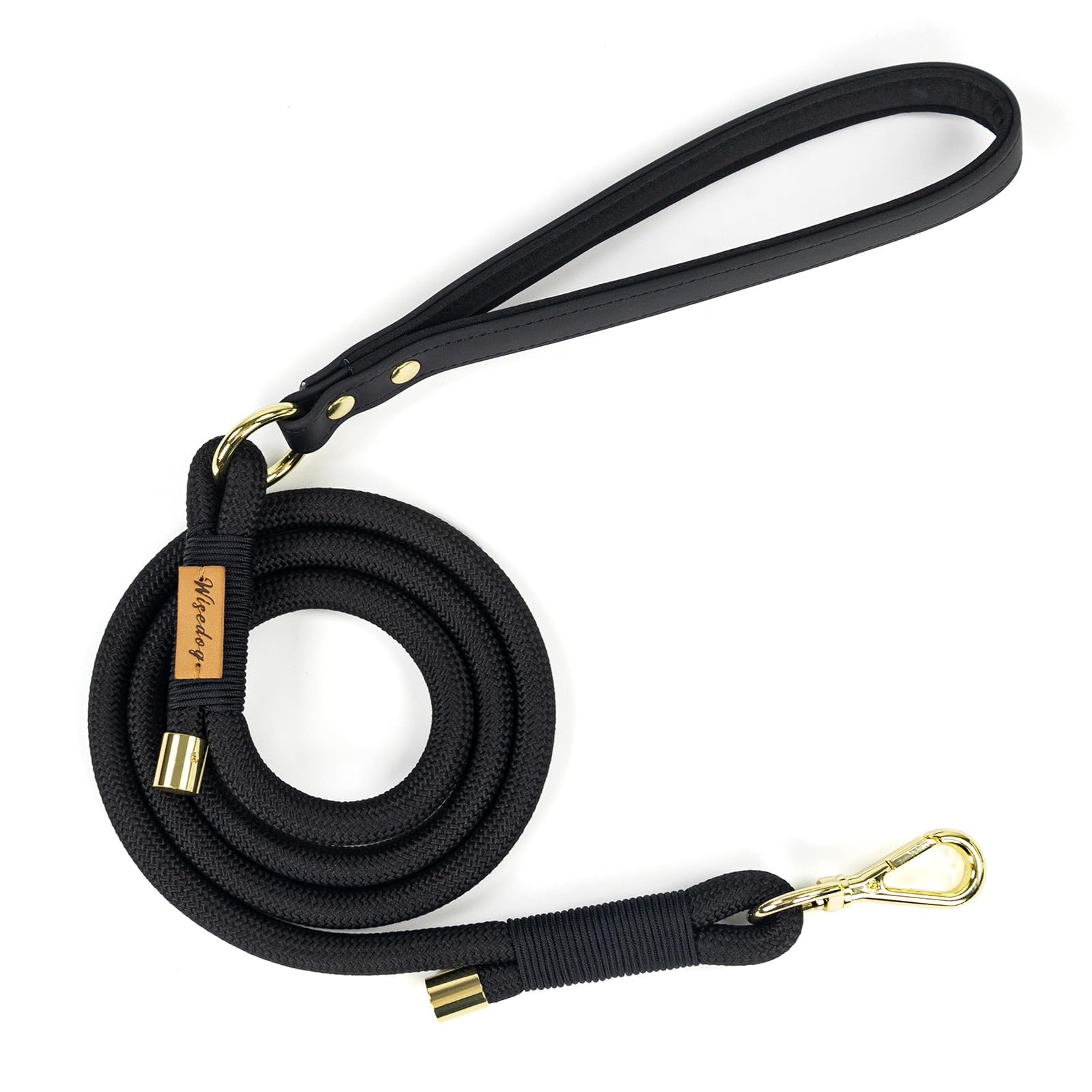 Wisedog Rope Dog Leash, 5FT, Black