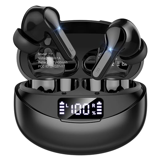 Wireless Earbuds, Bluetooth 5.4 Headphones HiFi Stereo/Crystal Clear, Black
