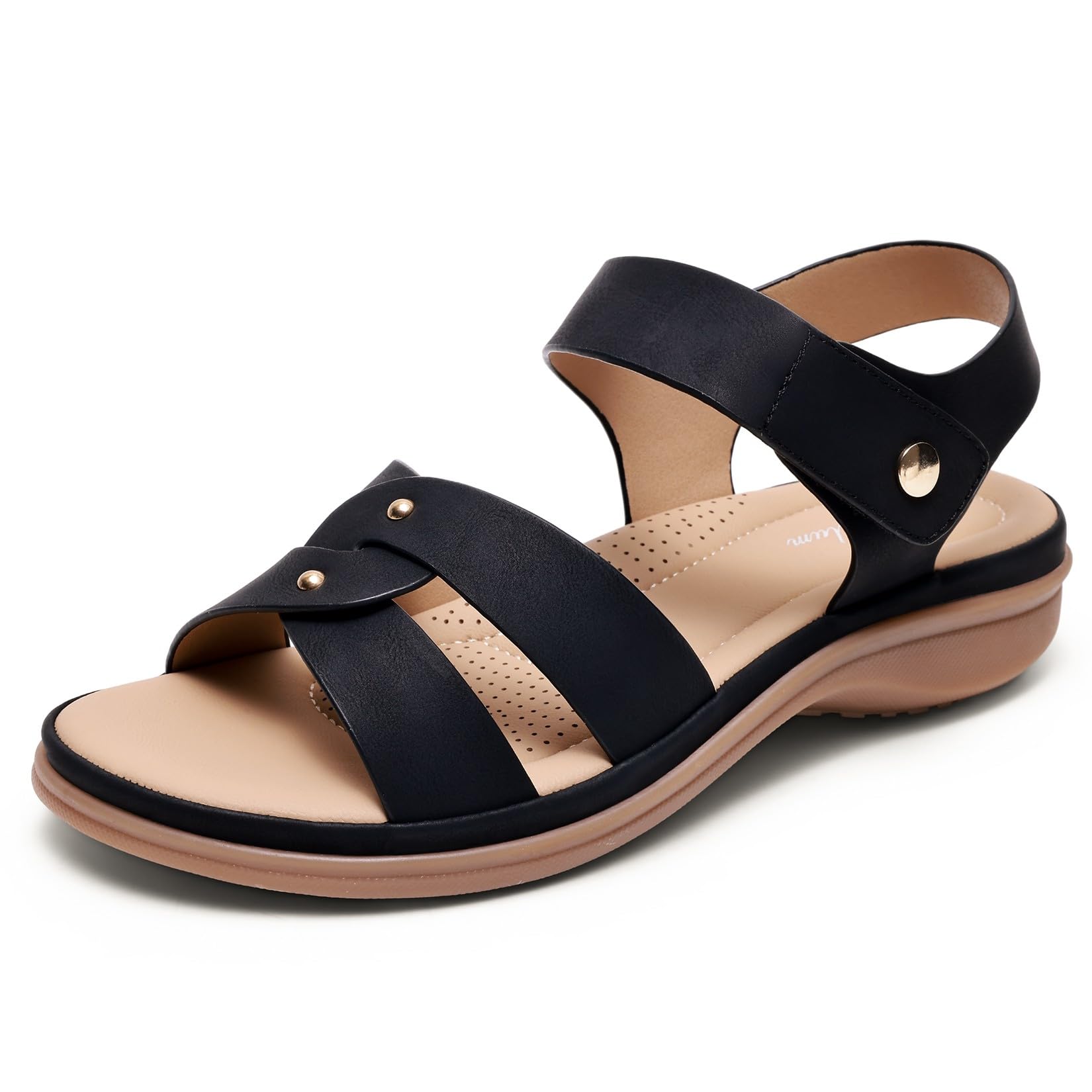 Littleplum Damen Sandalen Sommer Flach Sandaletten Arch Support Sandals Elegant Bequem Sommerschuhe