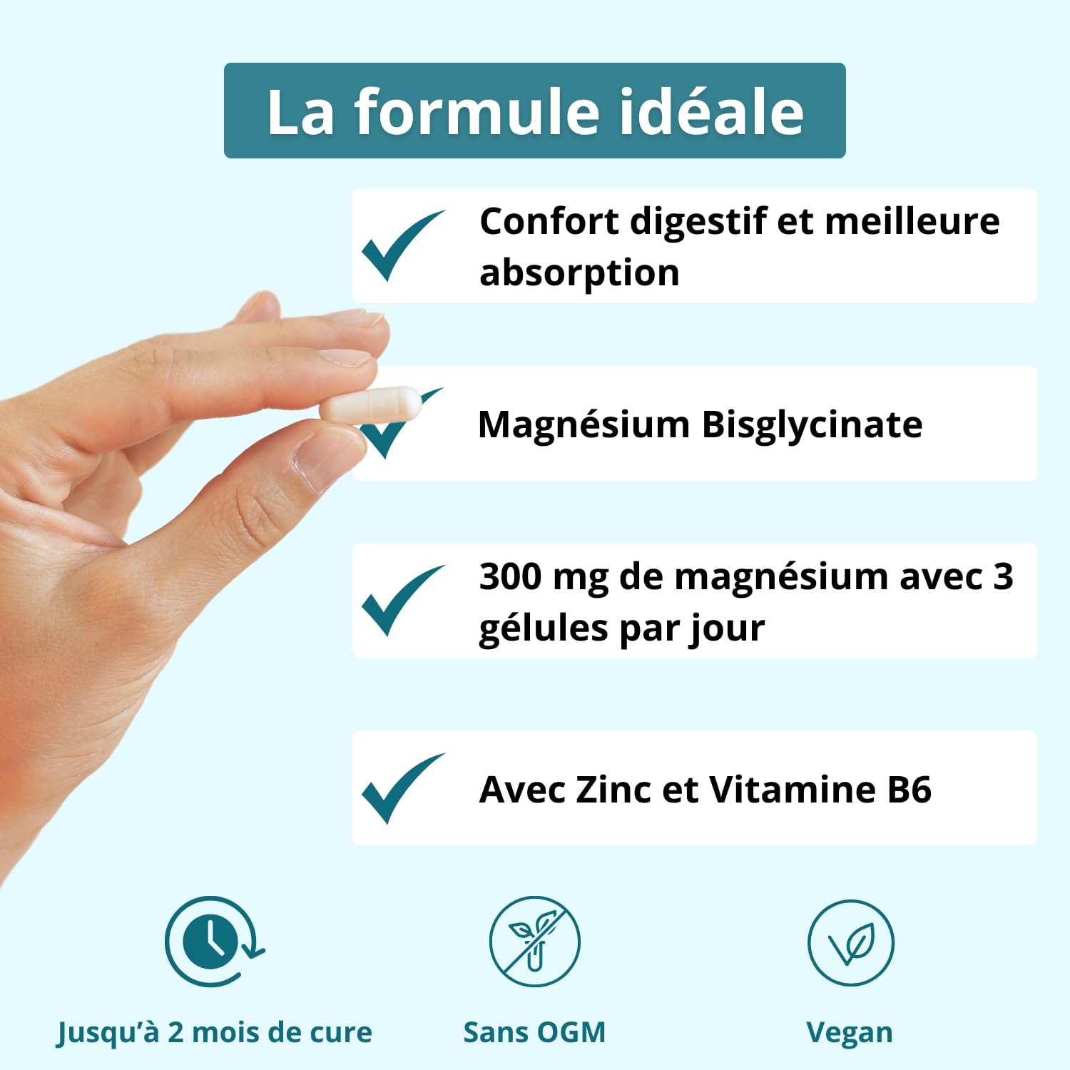 Magnésium Bisglycinate & Zinc Bisglycinate + Vitamine B6, Haute Teneur 300mg /j, Combat Fatigue - Stress, Biodisponibilité, 60 Gélules - Vegan, ZMA, Fabriqué en France, Argalys Essentiels