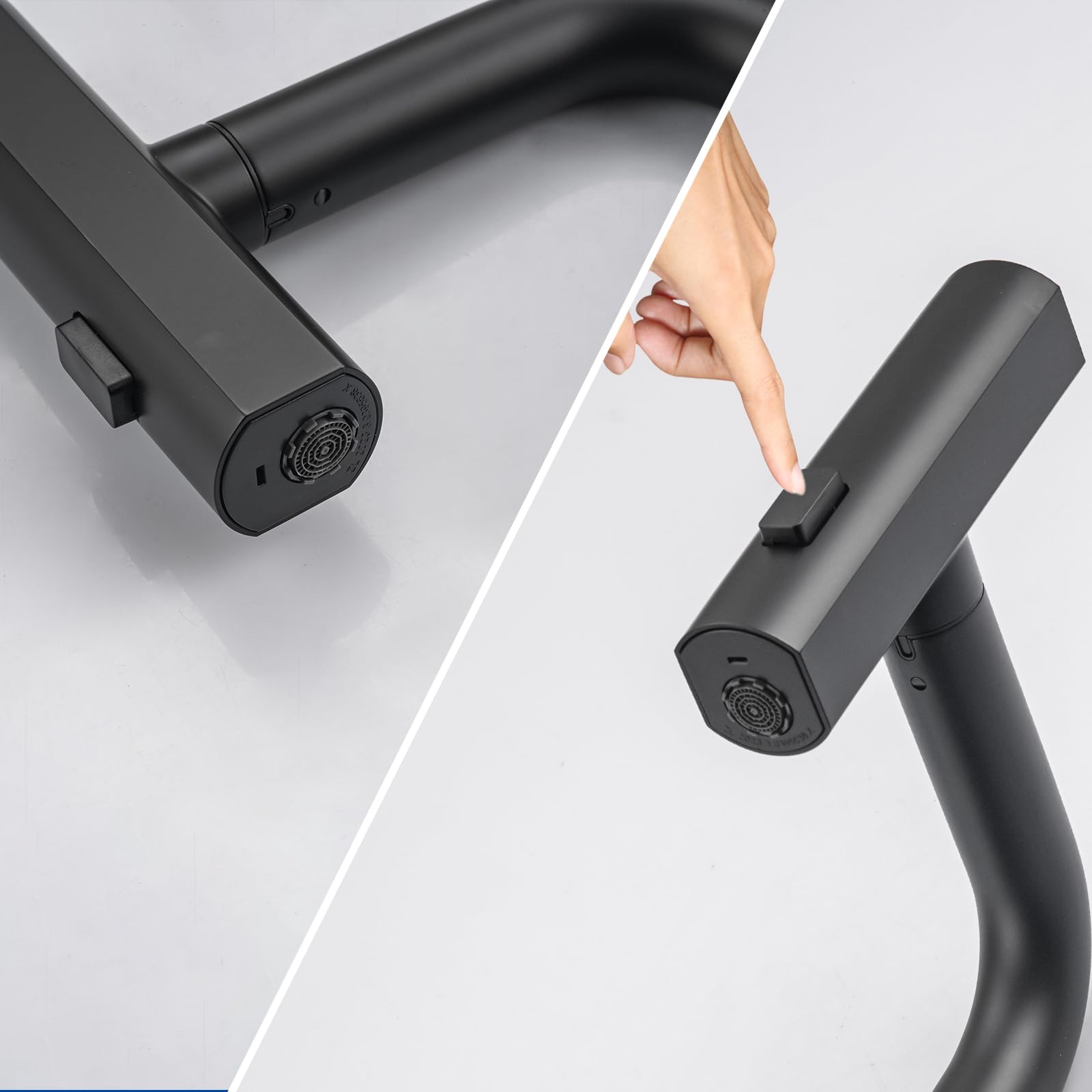 Rubinetto per Bagno Lavabo Nero Doccetta Estraibile con a 3 Modalità | Miscelatore Lavabo Estraibile LakeBayMZC,Rubinetti Monocomando Bagno con Doccetta,Aeratore Rimovibile,Senza Piombo, Nero
