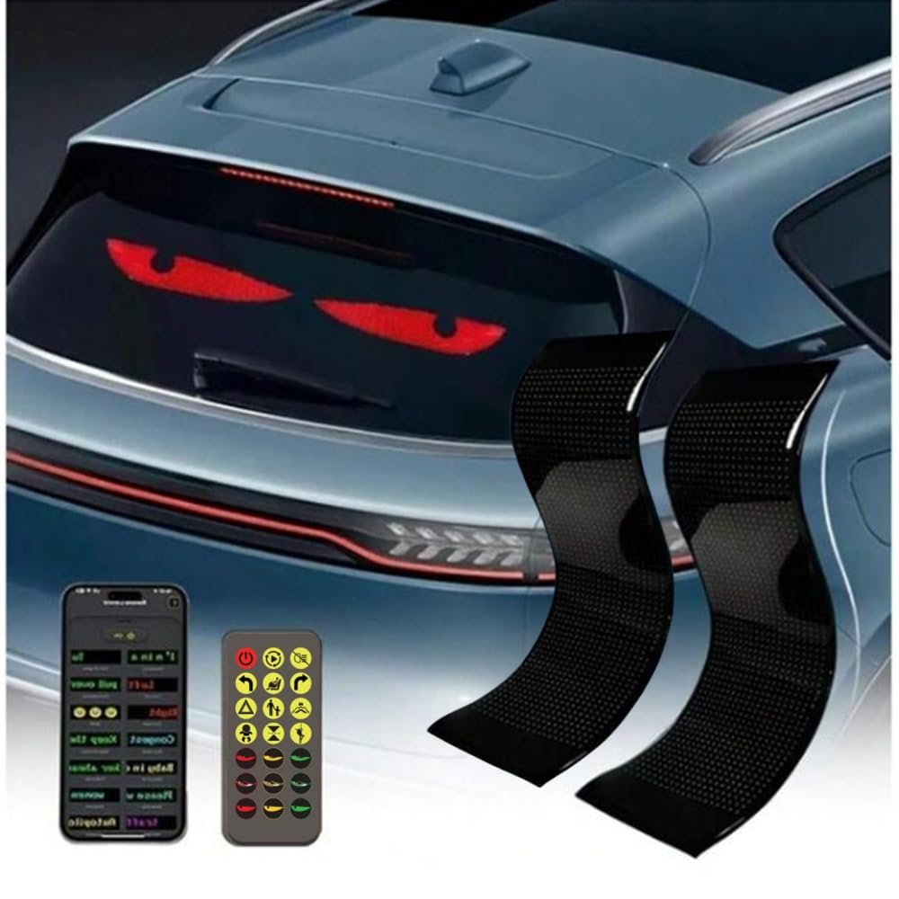 2PCS LED Augen Für lkw, Flex Schild Anzeige Augen Laufschrift Programmierbar, Weicher LED Panel Auto Bunte Teufelsaugen Für Autofenster