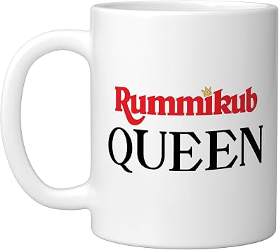 Rummikub Queen Logo With Royal Crown Noble Black Ink Ceramic Mug, White, 11oz