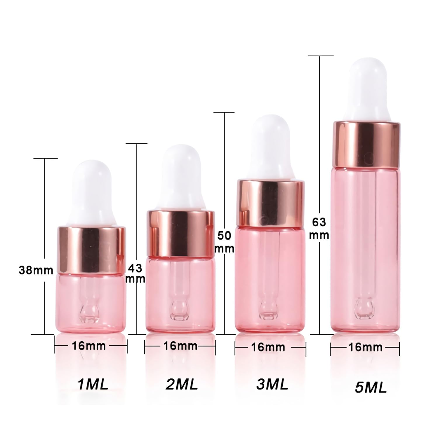 100 Stück 2ml Pink glas Pipettenflasche, Leere Kleine Pink Glasflasche mit Pipette, Stichprobe Glaspipette Tropfflasche für Aromatherapie ätherische Öle