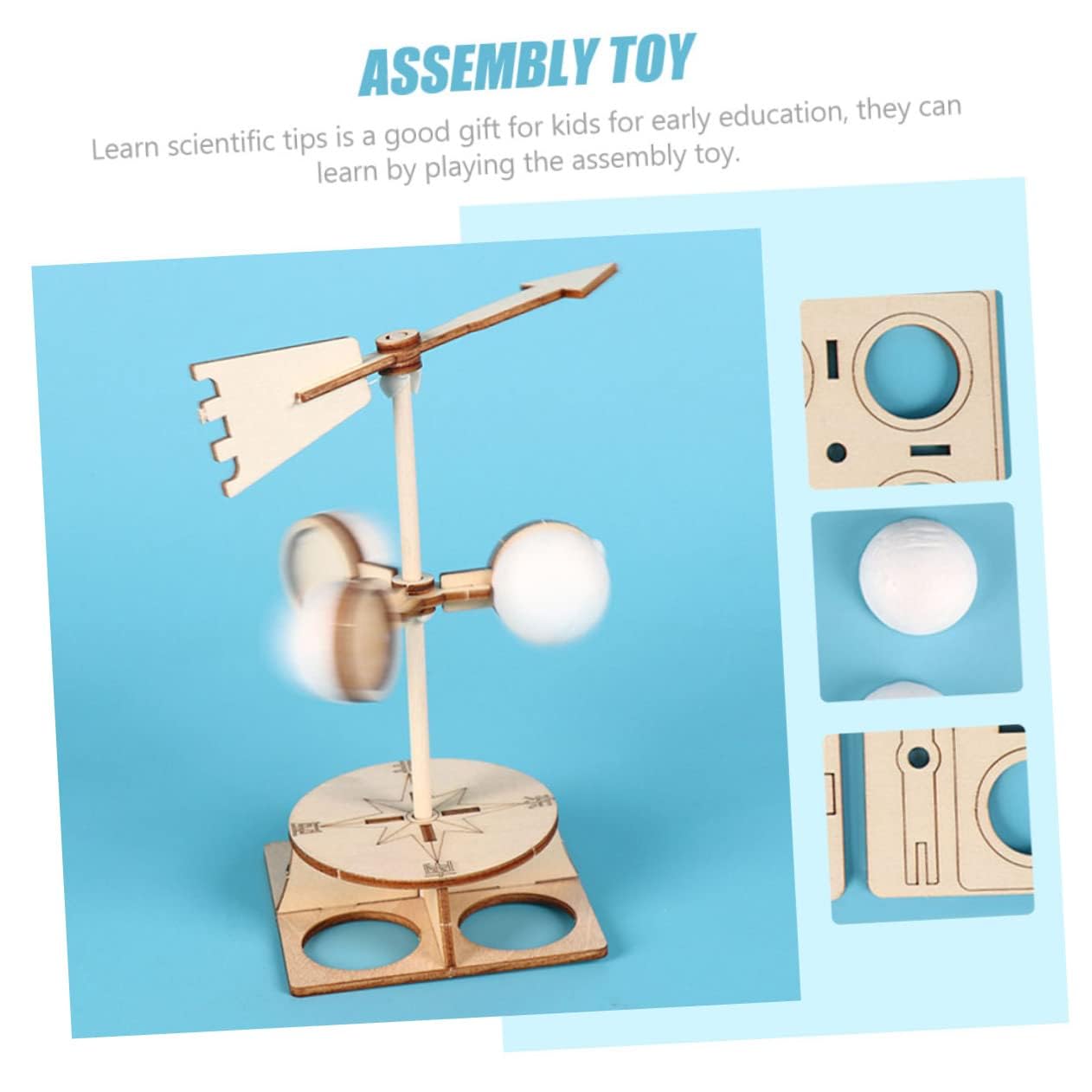 ieron Wind Vane Weather Vane 3D Wooden Science Toy Windmill for DIY Making Education Toy Children - Image 4