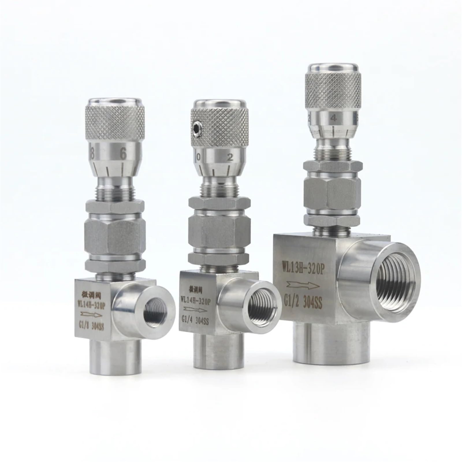 G 1/8 "1/4" 3/8 "NPT 1/2" válvula de Aguja de Acero Inoxidable 304 Controlador de válvula reguladora de Flujo de micromedición for Agua Gas Aceite(G Thread-High Precision-Straight,1/2 Inch)