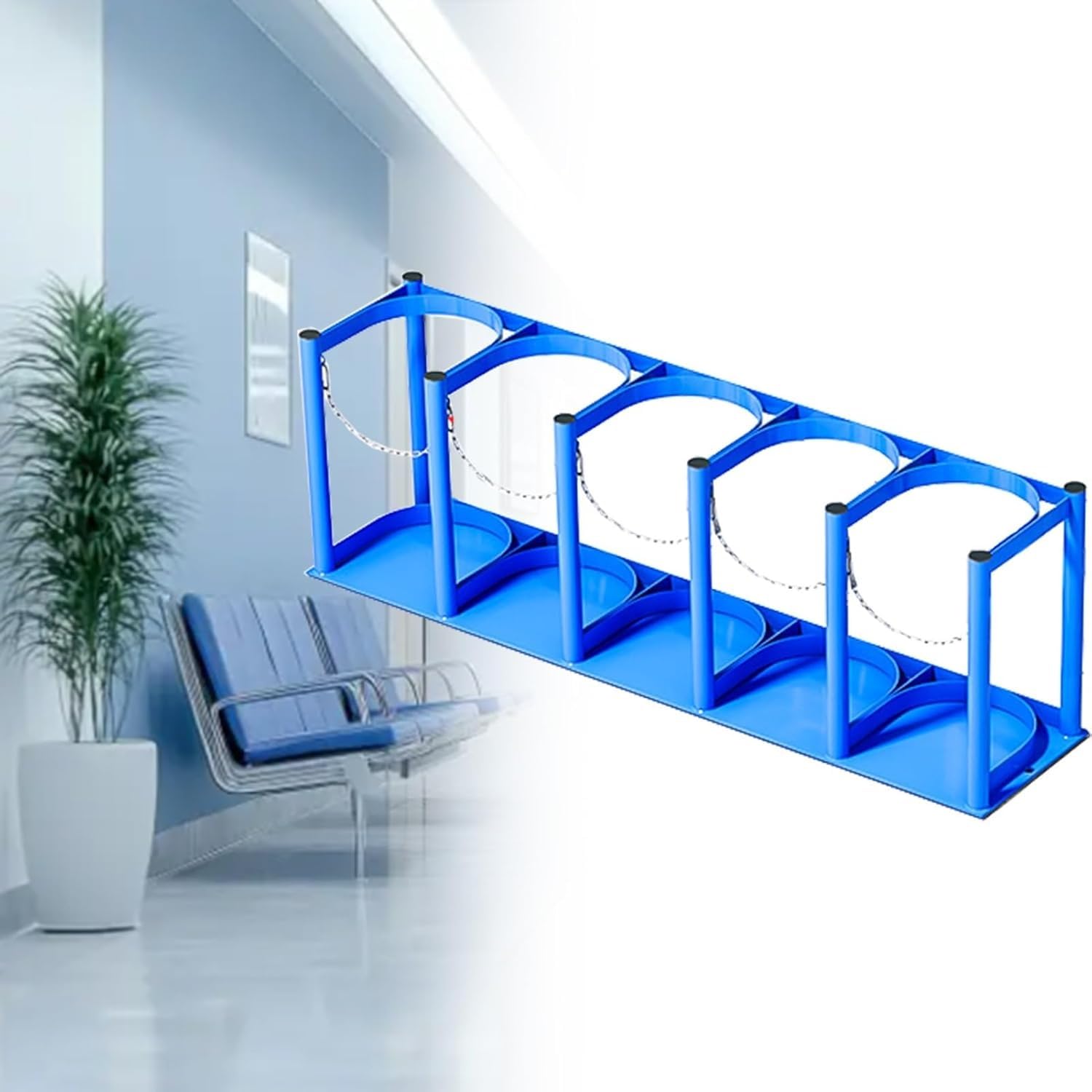 GTHTUHFD Oxygen Cylinder Rack - Medical Gas Tank Holder, 39Cm Height, Durable Stand For Small Propane/ Tanks, Ideal For Al & Home Storage ,Blue-L-93cm(36 5/8
