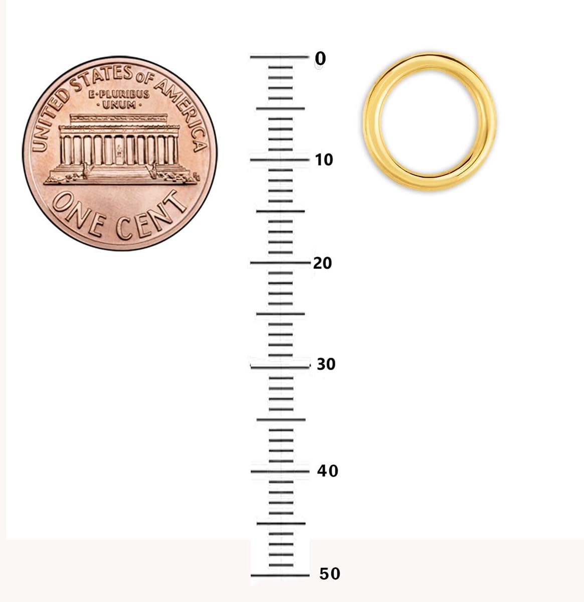 Ritastephens 14k Solid Yellow Gold Shiny Open Circle Stud Earrings