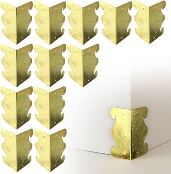 Skiffers Baseboard ركن حماة، سكيفر التفاف مجلس ركن حامي، الصلبة النحاس التفاف مجلس ركن حماة، خمر المعادن ركن حامي الزخرفية حامي غطاء الذهب، 12 PCS