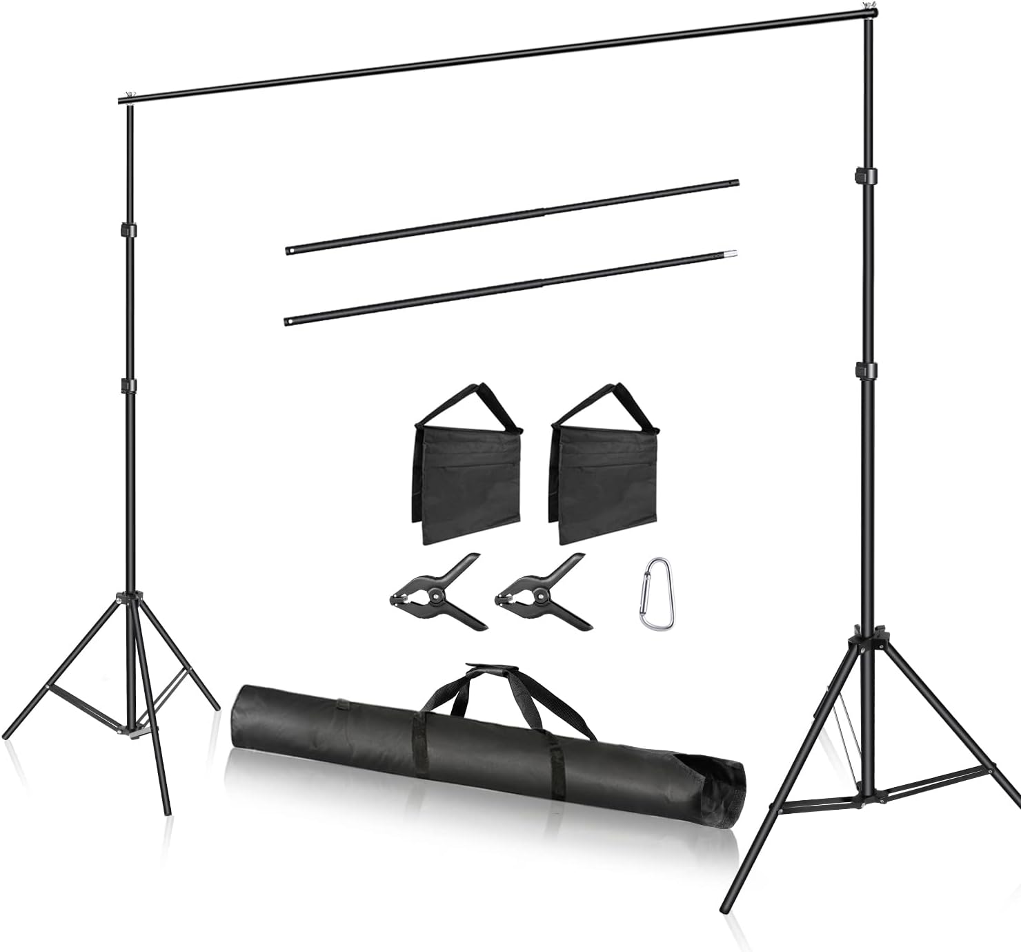 Neewer Photo Studio Adjustable 10ft/3m Wide Cross Bar 6.6ft/2m Tall Background Stand Backdrop Support System with 2 Backdrop Clamps, 2 Sandbags and Carry Bag for Portrait Product Video Shooting Neewer Photo Studio Adjustable 10ft/3m Wide Cross Bar 6.6ft/2m Tall Background Stand Backdrop Support System with 2 Backdrop Clamps, 2 Sandbags and Carry Bag for Portrait Product Video Shooting