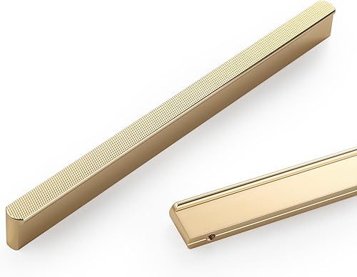 Paquete de 10 manijas de gabinete de cocina color oro cepillado de 7-12 pulgadas (7.559 in) con agujero central, tiradores de gabinete, tiradores de