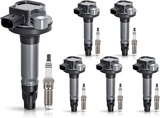 Set of 6 Ignition Coil Pack 6 Platinum Spark Plug 3.5L 3.7L Compatible with Lincoln Ford Mustang Edge Explorer F150 Flex Taurus Transit MKS MKT MKX MKZ 2011-2018 Replace# UF553 DG520 SP589 SP520
