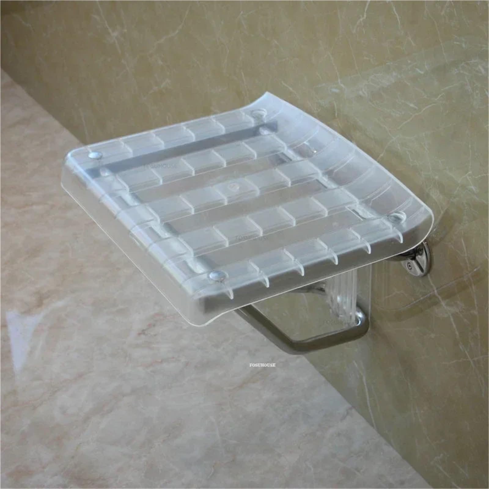 Silla de baño Plegable, Asientos Ducha Pared Acero Inoxidable, Silla sin barreras for el hogar para Personas Mayores(Transparent)