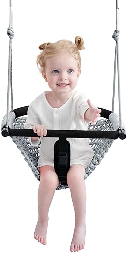 Columpio para bebé 2 en 1 para bebés  Asiento de columpio de cuerda ajustable para niños  Juego de columpios duraderos para interiores y exteriores