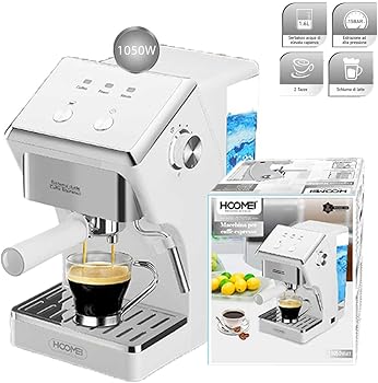 Cafetera espresso y capuchino 1050 W, doble brazo con bandeja calefactora, función espuma de leche 1,6 L, depósito de agua extraíble, HO3893303