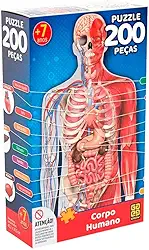 Grow - P200 Corpo Humano Quebra-Cabeça com 200 Peças, 6+ Anos, Multicolorido, 3927
