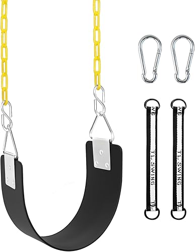 Miniatura 10 de Juego de columpio con anillo triangular de metal y cadenas antioxidantes de 66 pulgadas, accesorios de reemplazo de columpio con ganchos de presión