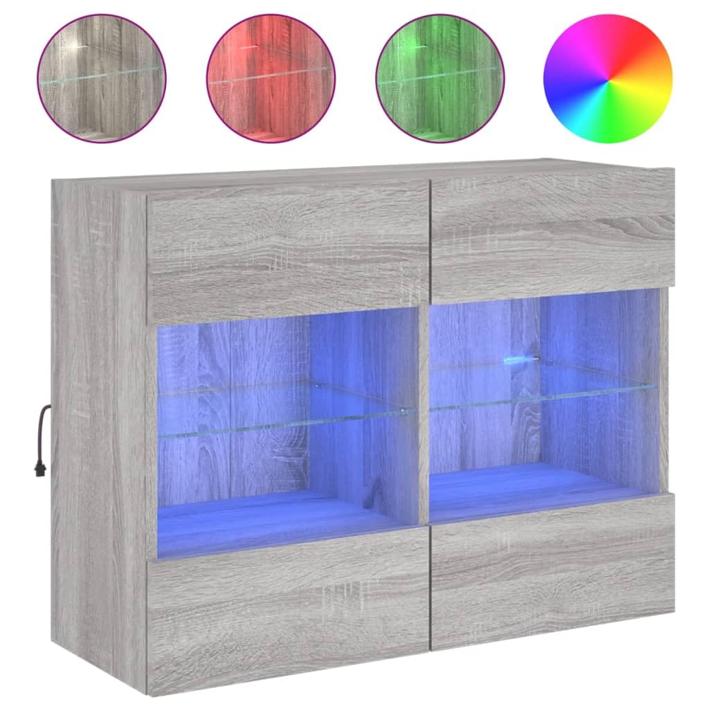 LED RGB drewnopochodny wisząca szafka TV 78 5x30x60 5 cm szary