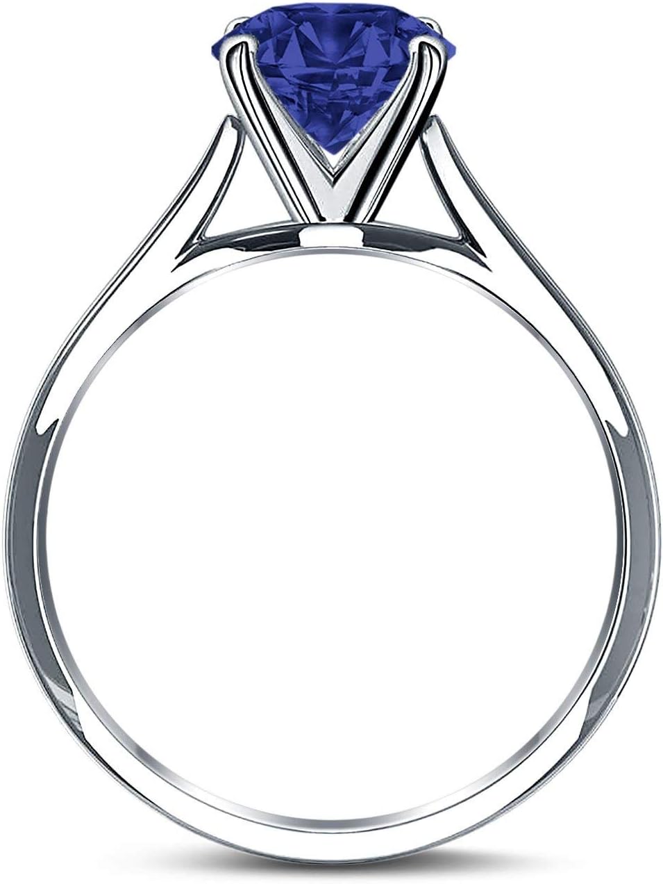 Blue Apple Co. Emerald Cut Cubic Zirconia Cathedral Solitaire Wedding Engagement Ring 925 Sterling Silver Center Stone-(7mmx5mm)