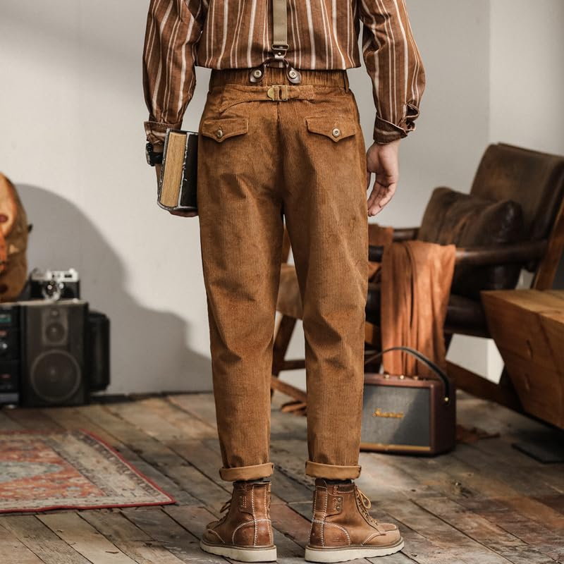 Men's Corduroy Suspenders Pants Straight Leg Autumn3