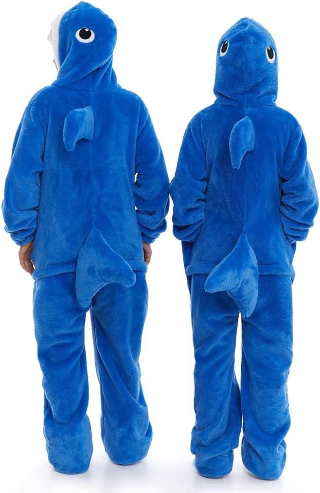 HSCTEK Child Luxury Double-sided Flannel Shark Onesies with Hoodie(One set for single one) - Image 6