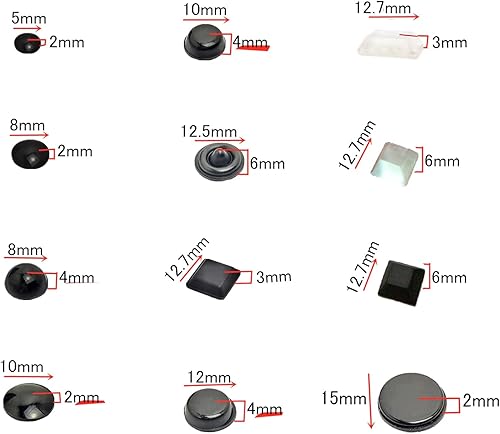 Miniatura 2 de 50 patas de goma negras, topes de armario, almohadillas de parachoques, almohadillas adhesivas para puertas de gabinete, para muebles, cocina, baño,