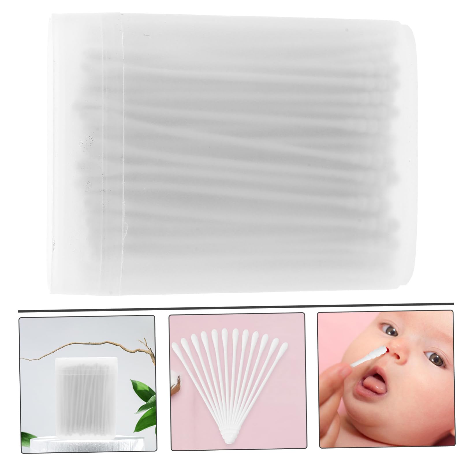 HAPINARY 2sets Makeup Tool Swab Set Double Head Cotton Swabs for Care and Beauty 200pcs*2