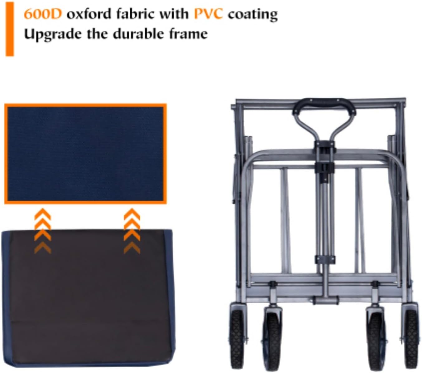 Outdoor Cart, Shopping Cart, Large Garden Cart, Portable Beach Cart, Foldable Camping, Folding Four-Wheel Cart for Garden Camping, Fishing and Shopping