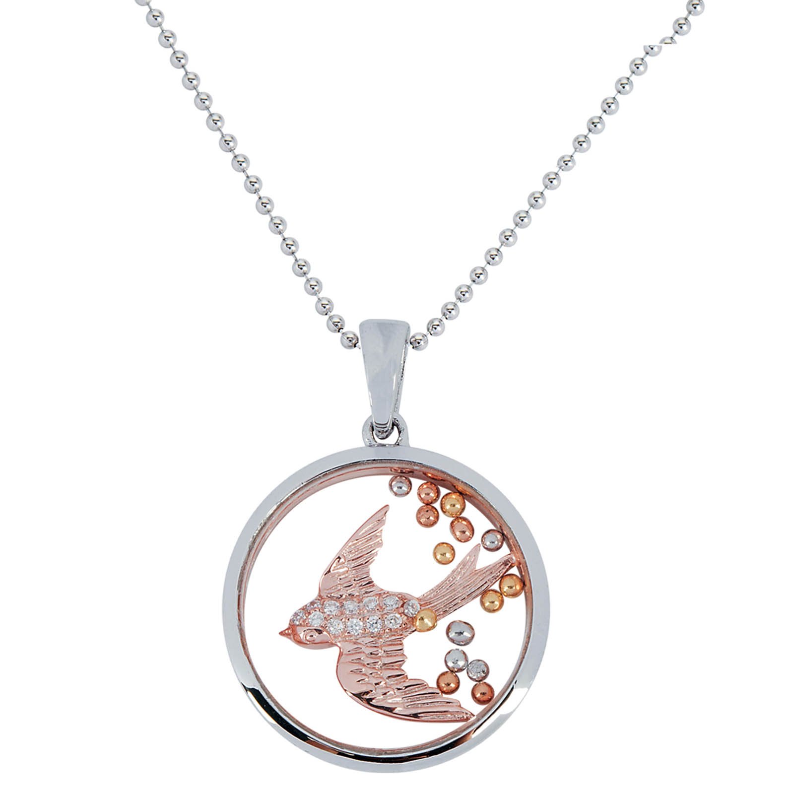 Collier avec Rondine pendentif argent anti-ternissement pour peau sensible