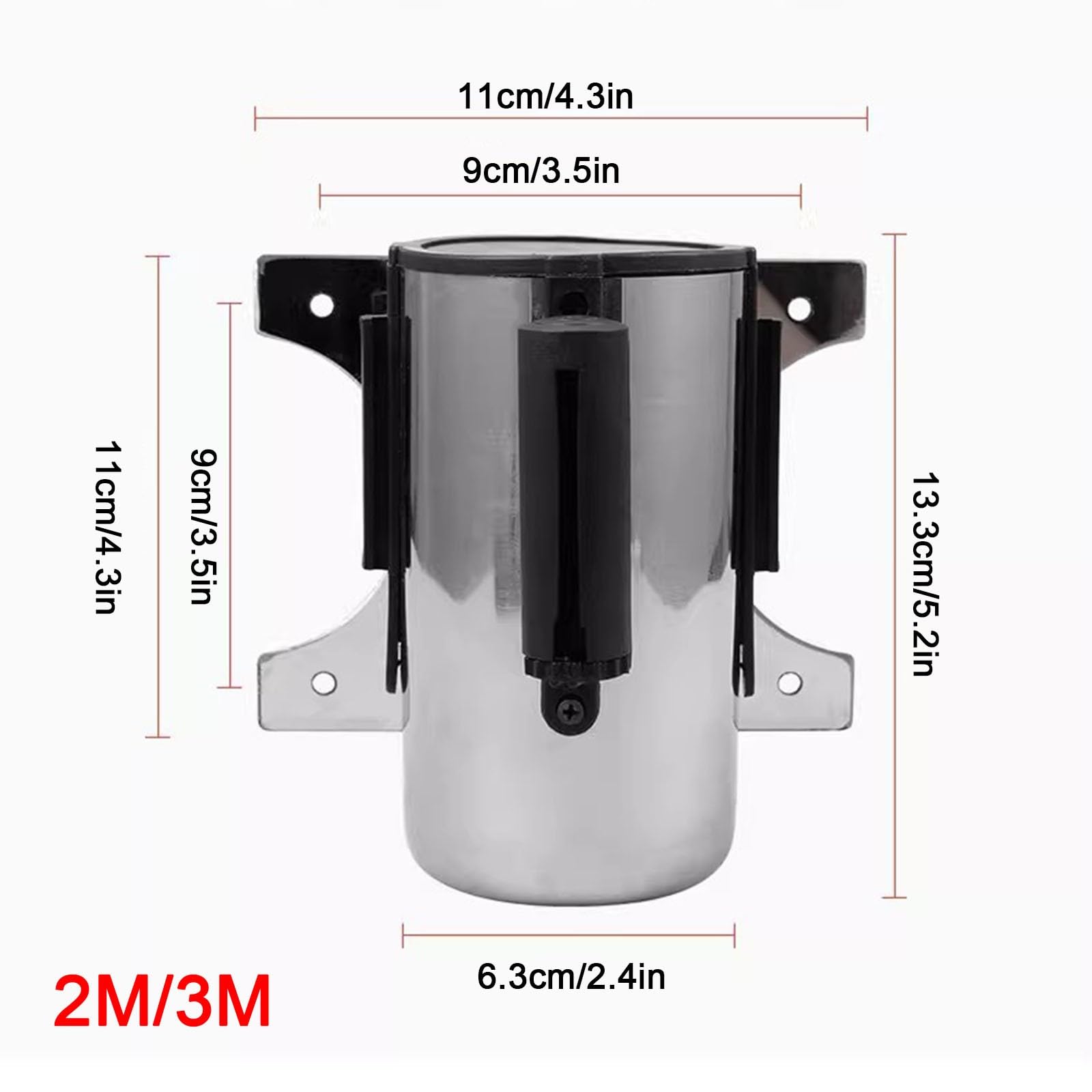 Taśma odgradzająca do kolejki, Zwijana taśma barierowa do montażu na ścianie Bariera chroniąca przed tłumem wielokolorowa 2m 3m 5m(Red,2M/6.5FT)