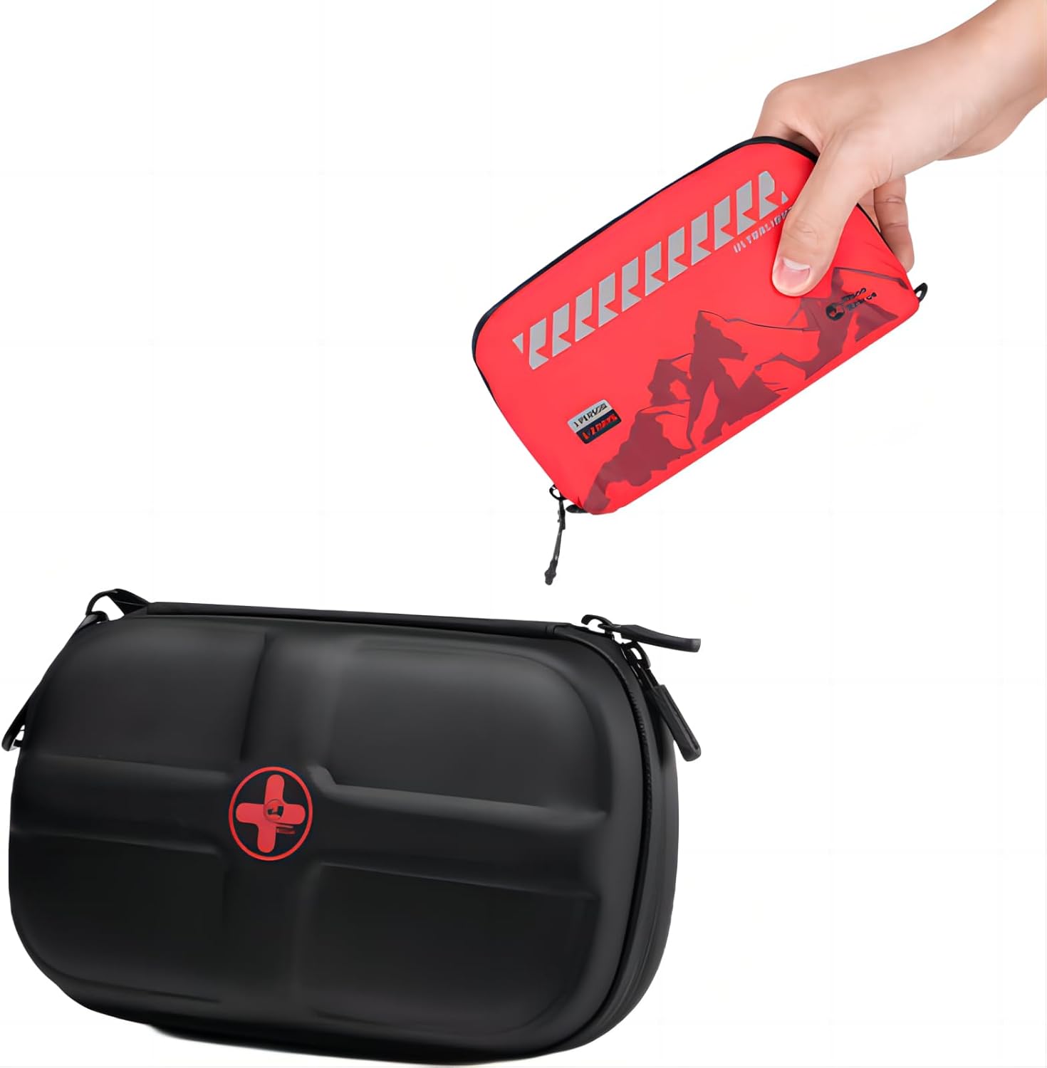 RHINO RESCUE Bundle Mini First Aid Kit Ultralight Waterproof Medical Kit for Hiking + First Aid Kit, HSA/FSA Eligible, Waterproof Portable Emergency Medical Kit for Travel (Black)