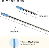 Vista 3 de ZOKU Pajita de Metal Reutilizable con Estuche para Viaje, Azul - Pajita Plegable de Acero Inoxidable para Beber con Punta de Silicona y Cepillo