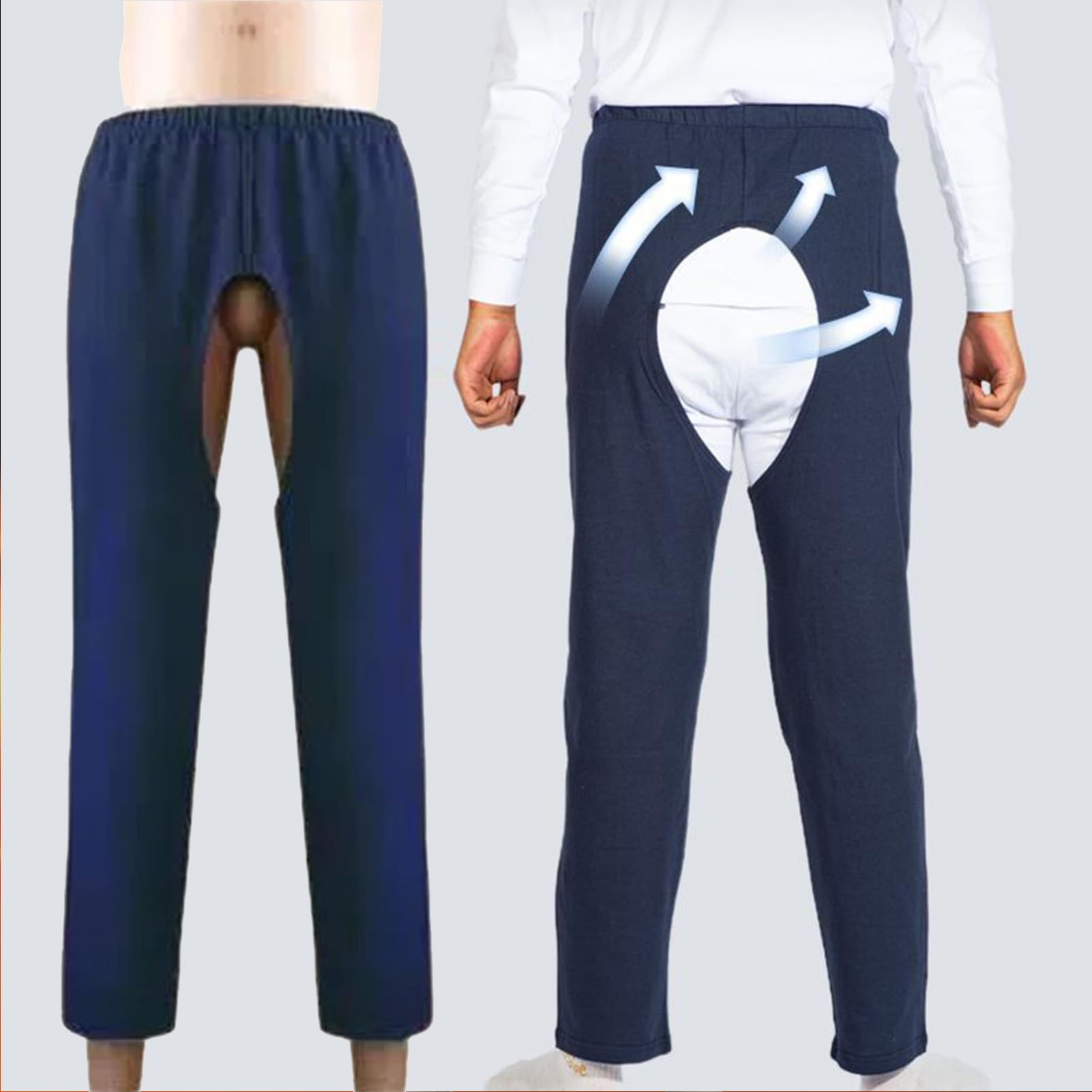 Pantaloni Assistenziali A Cavallo Aperto per Anziani Pile Caldo Incontinenza Pantaloni da Infermieristica per Pazienti Allettati Paralizzati