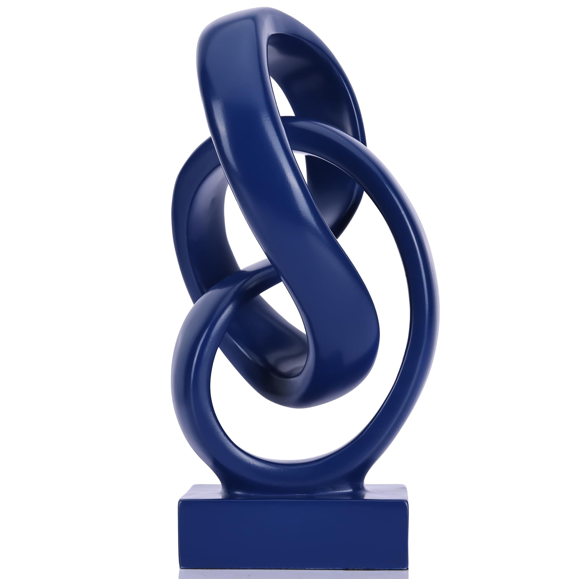 WUBIANJIE Modern Abstract Knot Sculpture, Artistic Mobius Inspired Resin Decor, Elegant Home and Office Decor, (Blue)