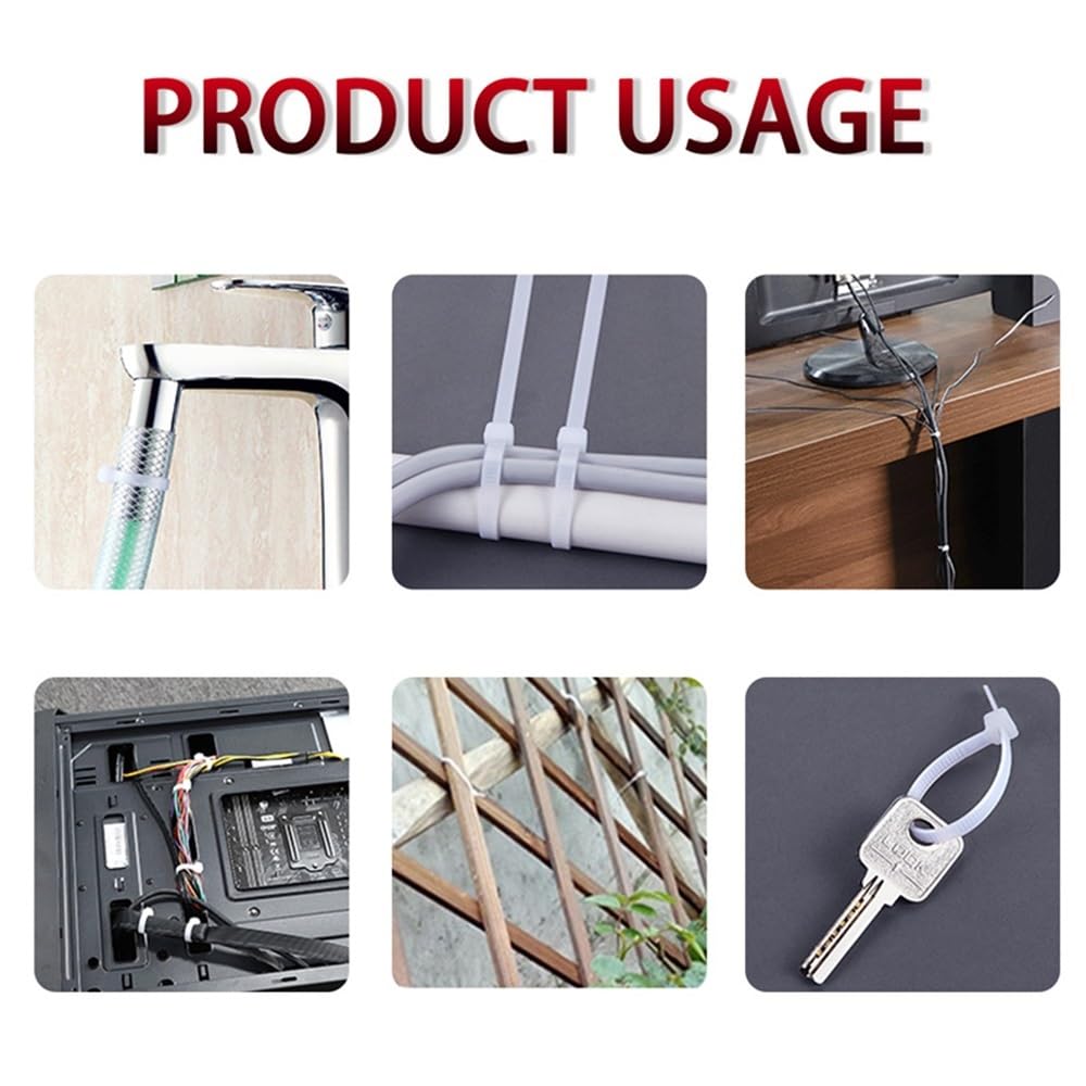 Fermacavi in nylon, 100 pezzi, autobloccante, organizer per fascette in nylon, colore bianco e nero, varie dimensioni (1,8 x 117 – 100 pezzi, nero)