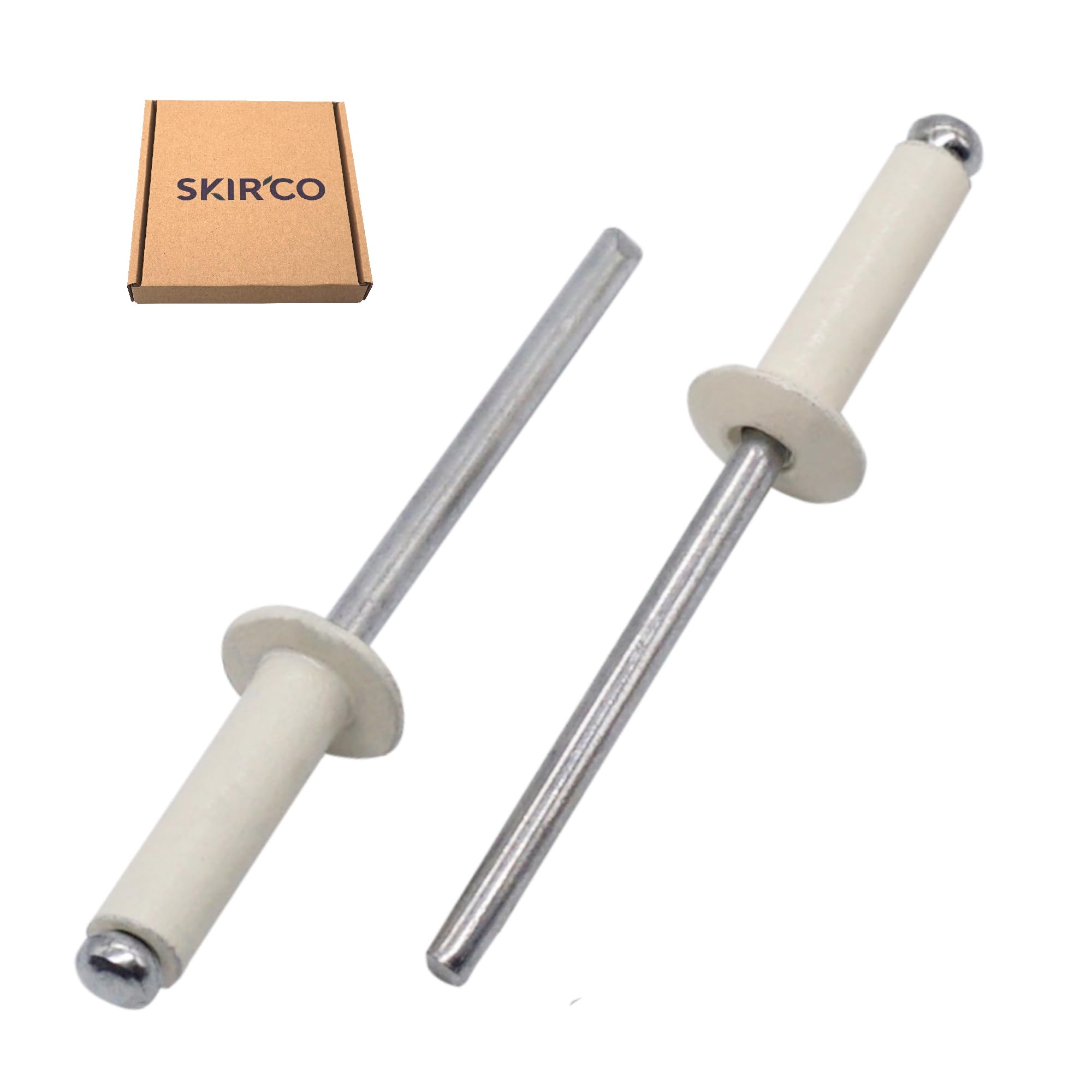 SKIR'CO (100 szt.) Malowane nity zrywalne 4,0 x 10 mm, aluminiowe nity zrywalne, DIN 7337, głowica kopułowa, trzpień stalowy, nity pop (czysta biel RAL 9010)