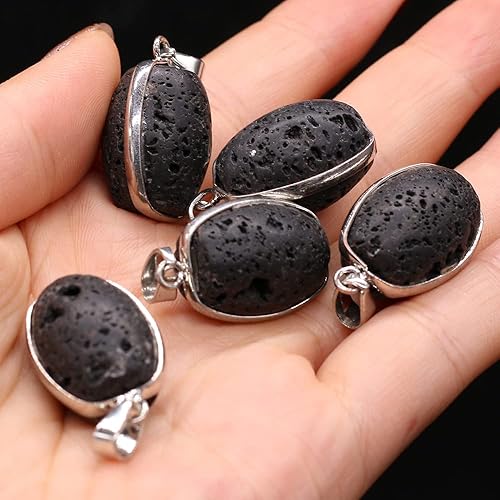 Miniatura 8 de QSLLER Colgante de piedra natural, joyería de moda de roca volcánica para hacer accesorios de collar de bricolaje, regalos exquisitos, tamaño