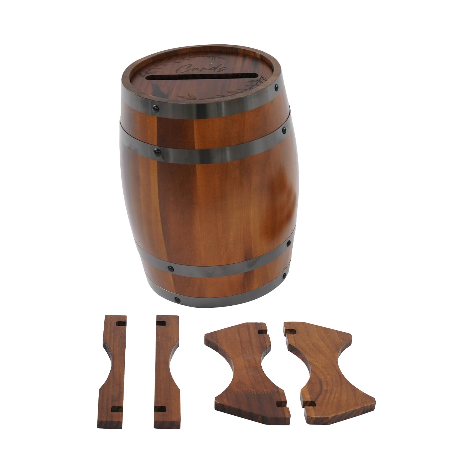 Scatola per biglietti di nozze a forma di barile in legno, stile vintage, stile rustico, per buste e messaggi, in legno di pino