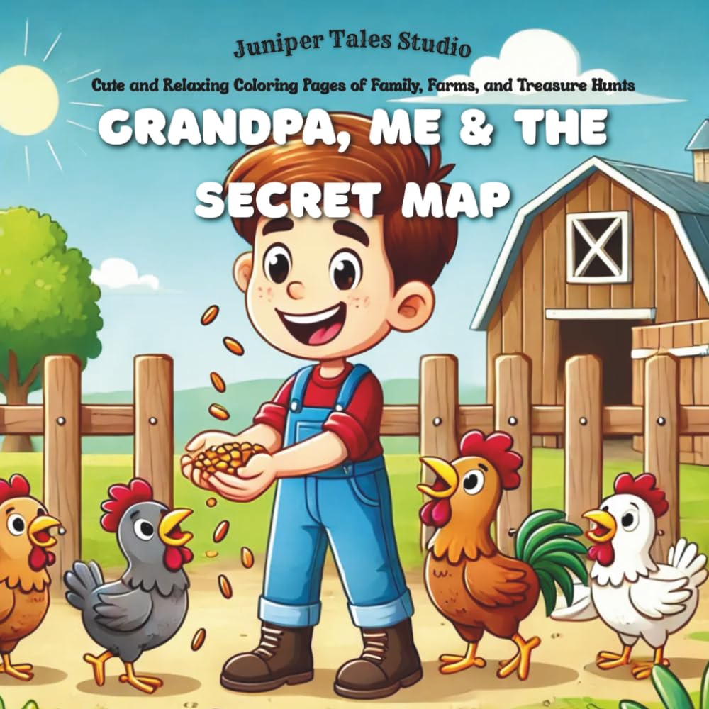 Grandpa, Me & the Secret Map: Cute and Relaxing Coloring Pages of Family, Farms, and Treasure Hunts: Daily Activities for Relaxation (Cozy love Coloring) Quality time, Screen free activity