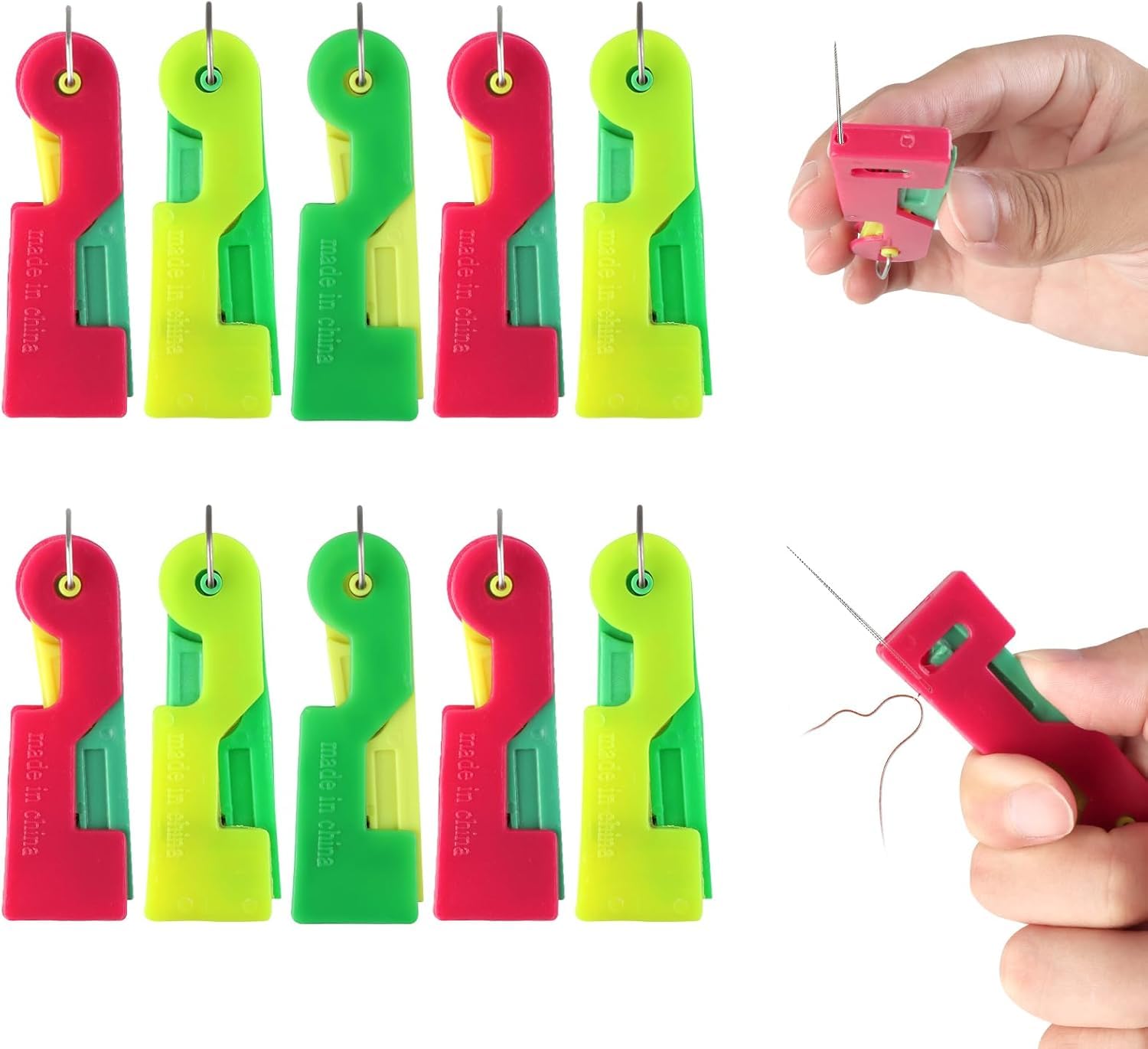 Lonimia 10 Pcs Automatic Needle Threader - Plastic User-Friendly Design for Embroidery Floss & Hand Sewing | NEEDLE THREADERS FOR EMBROIDERY FLOSS, NEEDLE THREADERS FOR HAND SEWING, FLOSS, SEWING