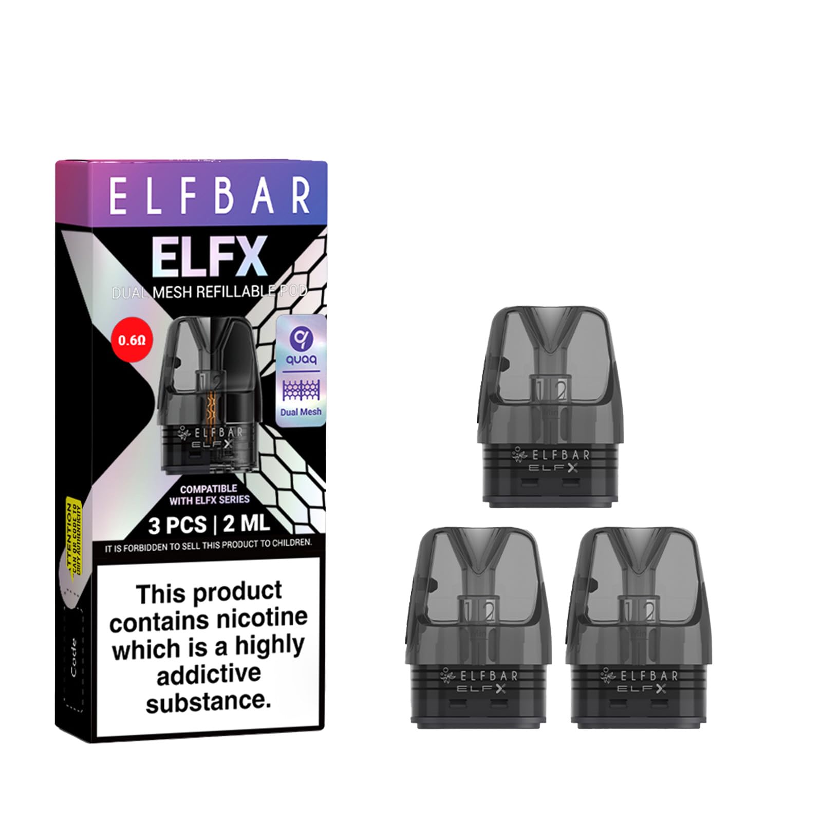 elfbar elf x pods Elf Bar ELFX Replacement Pods – Pack of 3 Spare Vape Pods For Elf Bar ELFX  Refillable Vape Pod Kit – QUAQ Dual Mesh Pods: Amazon.co.uk: Electronics &  Photo