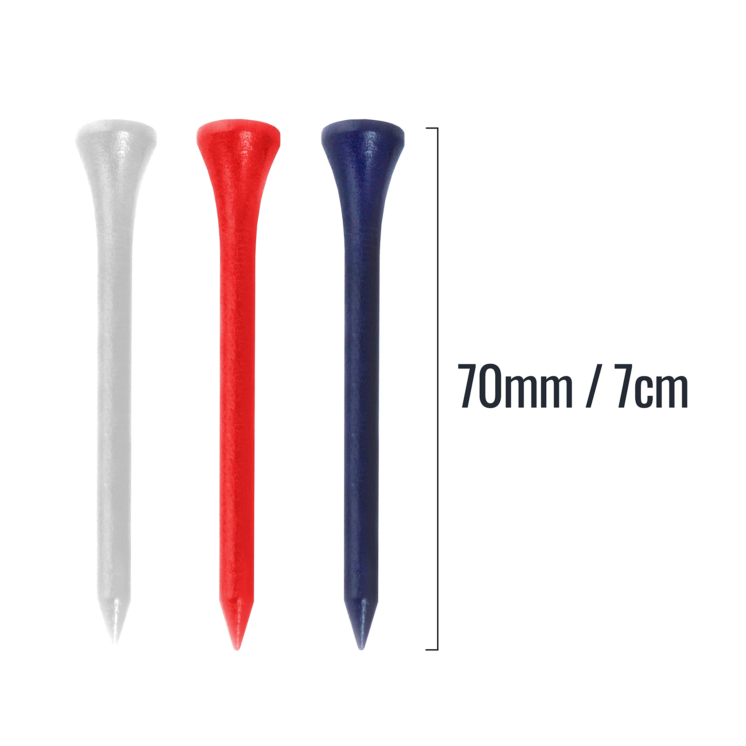 PGA Tour 200 Tee da Golf Professionali in Legno da 70 mm, Rosso, Bianco, Blu