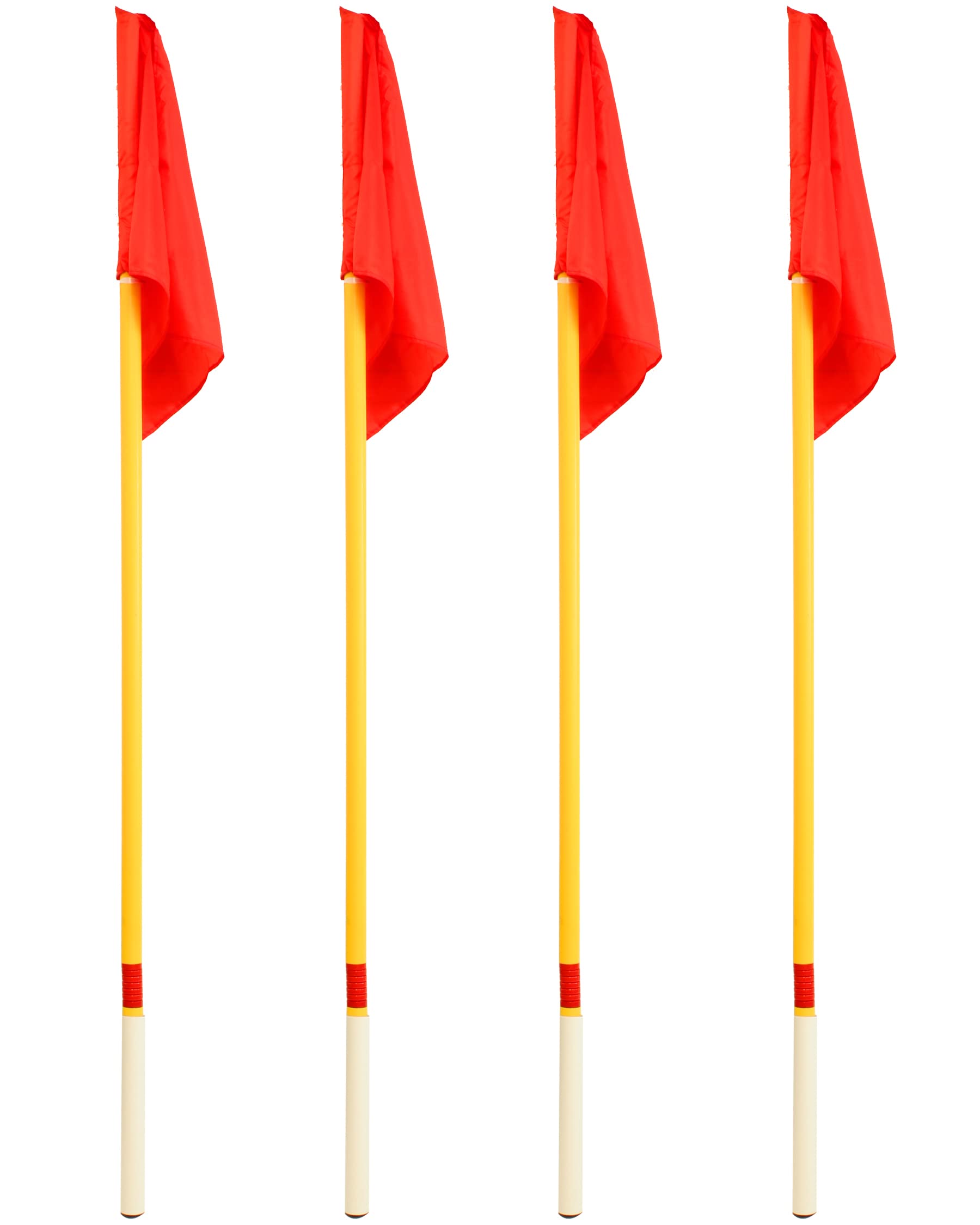 Bandiere angolari con giunto ribaltabile – 4 in set – con manicotto inferiore – 160 cm di altezza – per marcatura sul campo di gioco – per calcio e altri sport