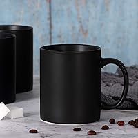 Vista 5 de harebe Juego de 4 tazas de café clásicas de 11 onzas, taza de cerámica familiar para café, té, cacao y bebidas calientes, negro mate