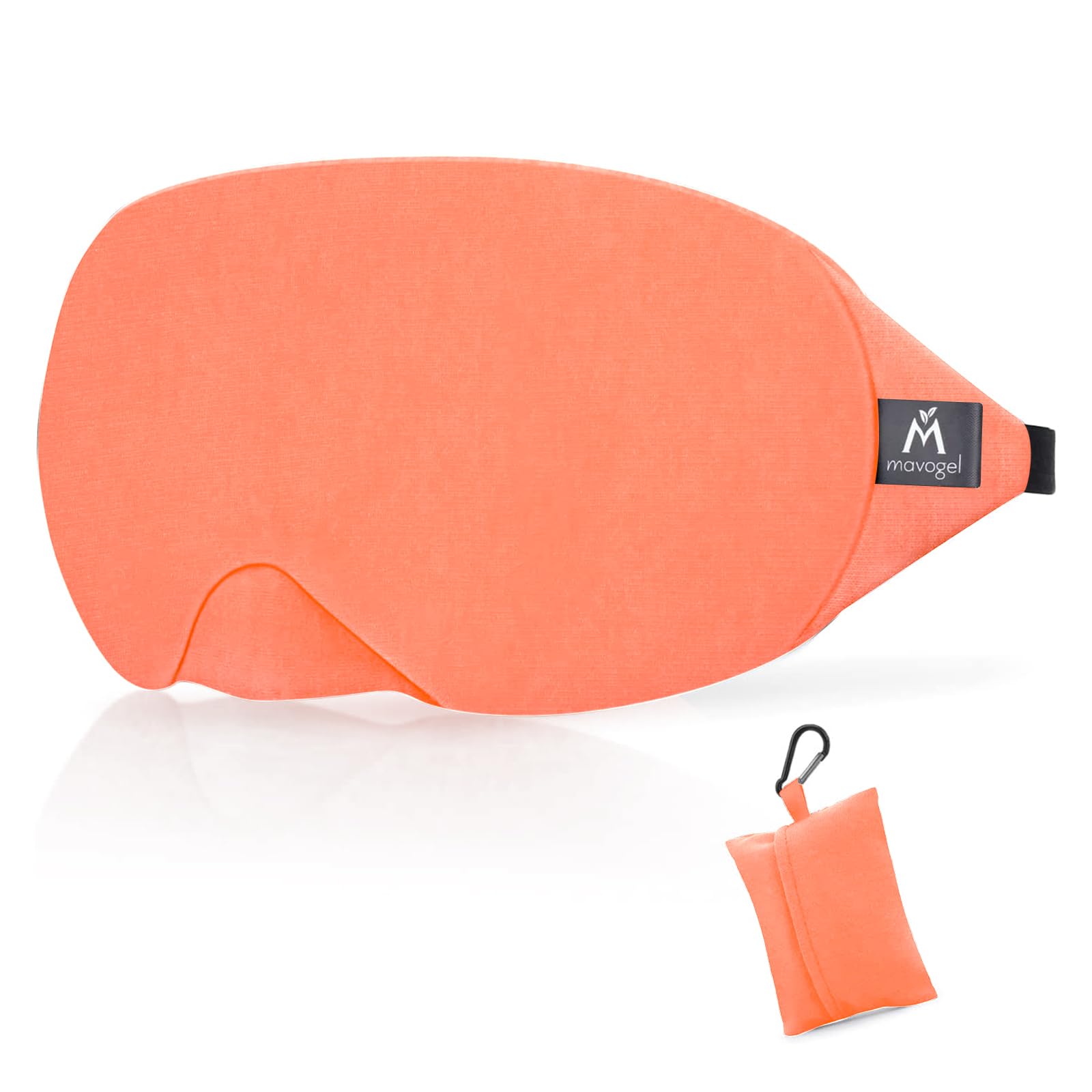 Mavogel Cotton Sleep Mask - 100% Handmade, Light Blocking Sleep Eye Mask with Updated Bending Nose Design, Soft Sleeping Mask for Women Men, for Sleep/Office/Naps, with Travel Pouch (Sunrise Orange)