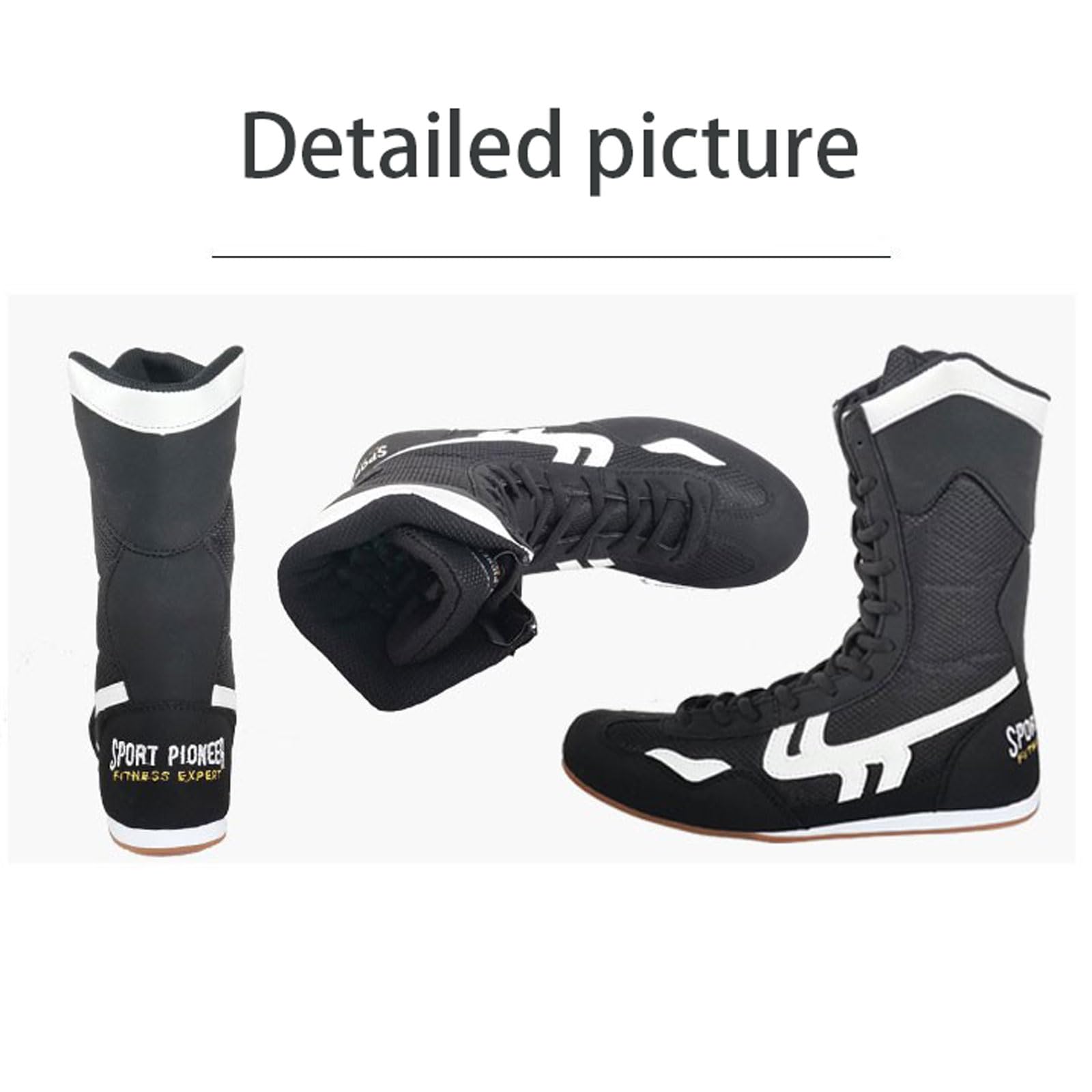 Męskie buty bokserskie. Treningowe buty bokserskie. Nastolatki Muay Thai Kickboxing Sparring Bokserki Trenerzy Buty do sztuk walki. | Gumowa podeszwa | Czarne/Czerwone